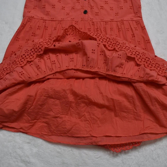 Ann Taylor Loft Babydoll Dress Sz 4 Eyelet Lace Tiered Cotton Cottagecore Boho - Picture 14 of 16